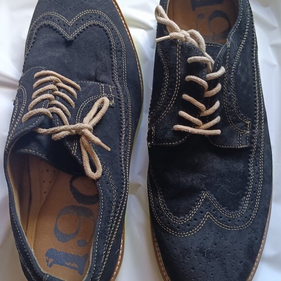 1901 mens shoes black wingtip brogues contrast stitching 12 green soles suede main image 4